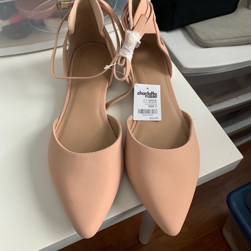 Charlotte Russe Blush Lace Up Flats